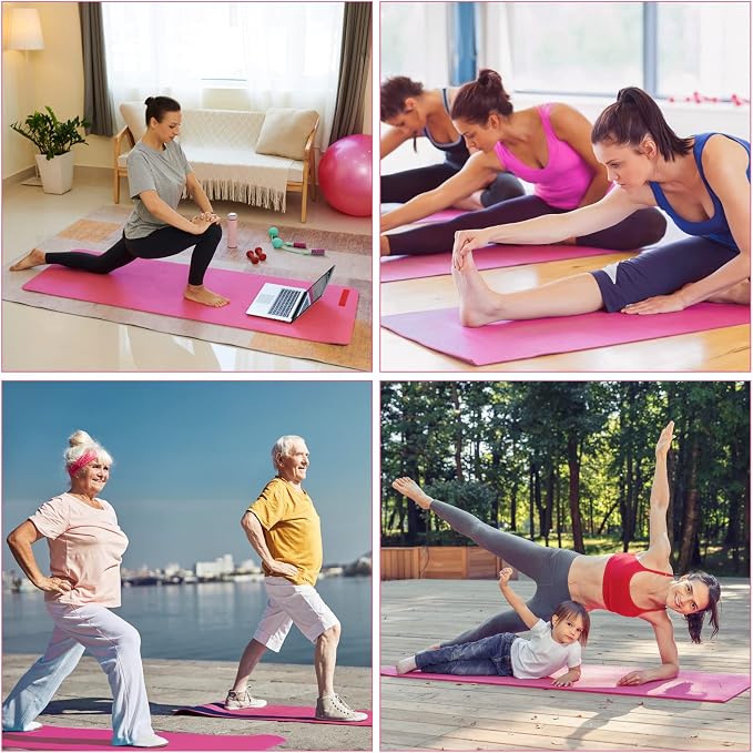 3 mm Thin Yoga Mats Bulk, Lightweight PVC Exercise Mats Non Slip Workout Fitness Pads for Yoga Pilates Stretching Classes Gym Home Studio, Easy to Clean