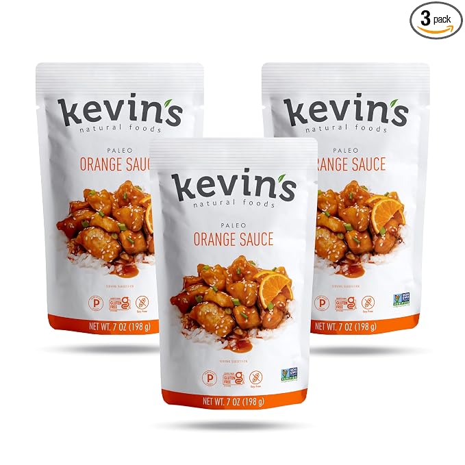Kevin's Natural Foods Orange Simmer Sauce, 3 Pack | Keto and Paleo Stir-Fry Sauce, Gluten Free, No Preservatives, Non-GMO