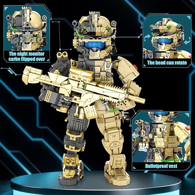 ONITUOFO Mechanical Soldier Building Sets for Adult,Transforming Mech Building Blocks Toy,City Army Robot Model Kit,Cool Home Office Decor,Idea Gift for Teen Boys Kids 8-14(1225PCS)