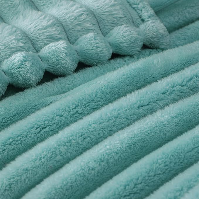 Exclusivo Mezcla Striped Queen Size Fleece Blanket for Bed, Couch, 90"x90" | Soft Breathable Cozy Bed Blankets, Lightweight Plush Fluffy Fuzzy Jacquard Decorative Blankets