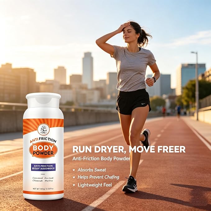 Chafing Relief Powder, Talc-Free Women's Body Powder for Underbreast, Groin & Feet, Sweat & Friction Defense for Gym & Sports, On-The-Go Portable, Stay Dry, Move with Confidence, Fresh Scent, 3.53oz