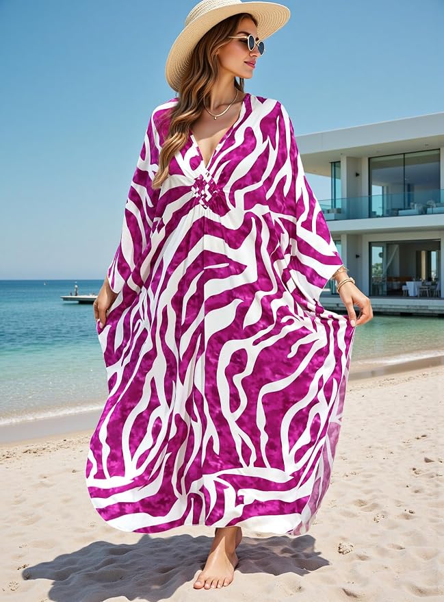 Mumu Dresses for Women Plus Size, Bohemian Kaftan Beach Cover Up Long Maxi Nightgown Soft Loungewear
