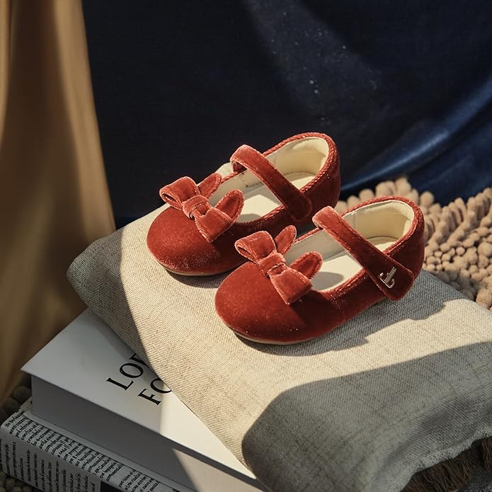 THEE BRON Mary Jane Ballet Flats - Girls' Dress Shoes with Hook & Loop Closure