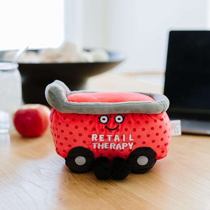 Shopping Cart Plushie - Retail Therapy Cute Cart Plush, Gift for Shoppaholics, Cute Plush Toy for Gifting