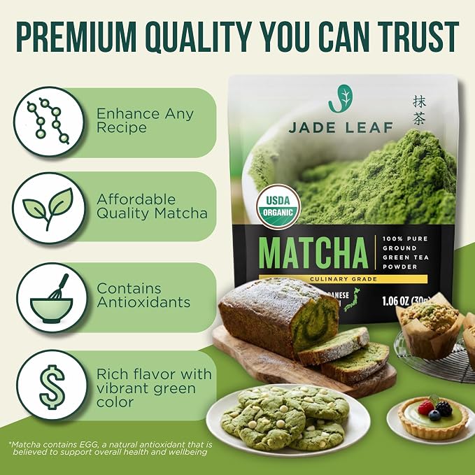 Jade Leaf Matcha Organic Culinary Grade Matcha Powder - Japanese Green tea for Baking, Smoothies, Lattes, and Skin Care, 30g / 1.06 Ounce (Pack of 1)