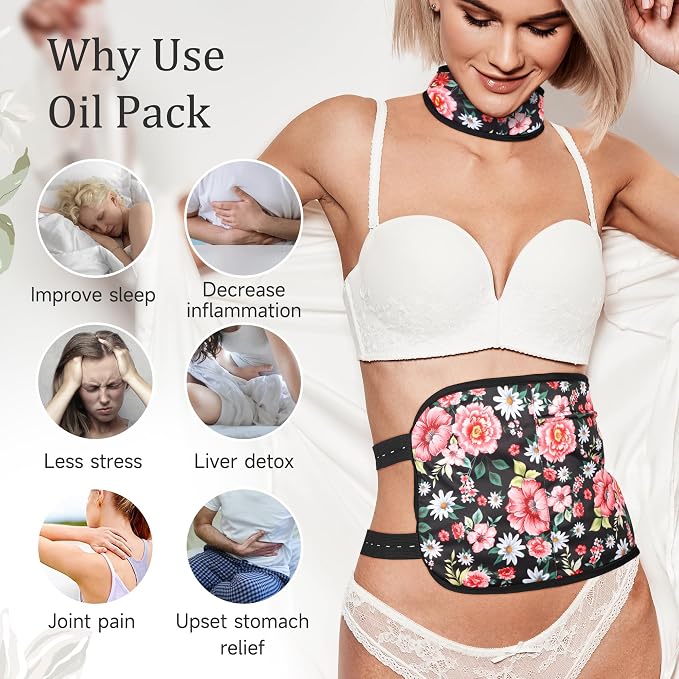 2 Pack Castor Oil Pack Wrap(Oil are Not Include), Flowers