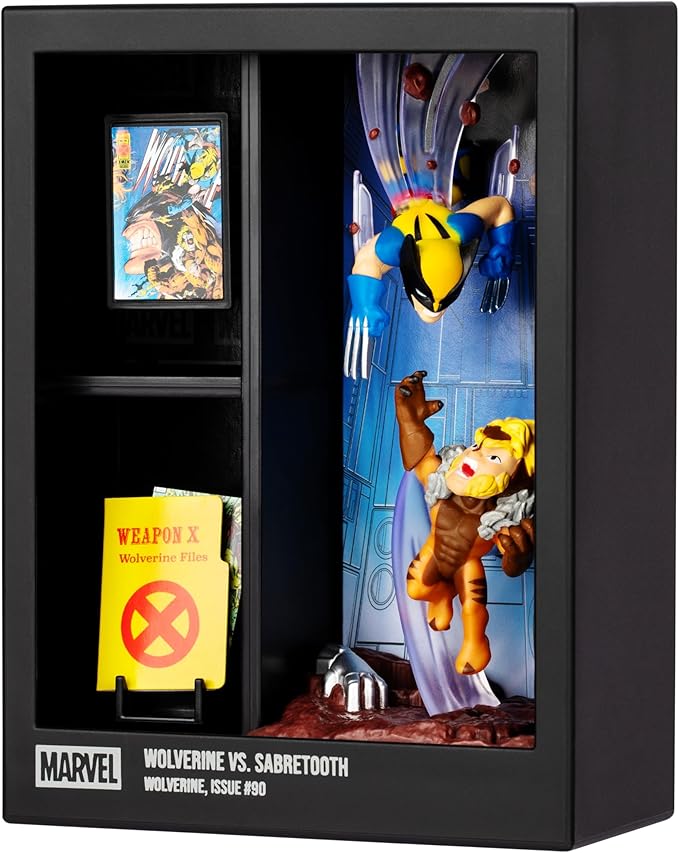 FANDROP MV01-Wolverine VS. Sabretooth, FANDROP Combines A Displayable Diorama, Artifacts & Scene Marker That Creates an Elite Display to Enhance Any Wolverine Collection, 4 Marvel FANDROPS to Collect
