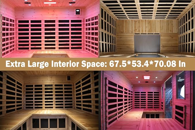 LTCCDSS Full Spectrum Outdoor Sauna 5 Person, Far Infrared Sauna, Low EMF Sauna Room for Home, Low EMF Heaters | Chromotherapys | Bluetooth Speakers | Canadian Hemlock | 81.1 * 60.6 * 83.5 in
