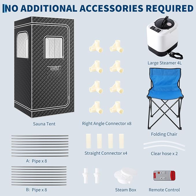 Sauna Box,Portable Sauna for Home with 4L 1500W Steamer,Portable Steam Sauna Tent with Explosion Zroof Zip,99 Mins Timer,Foldable for Home