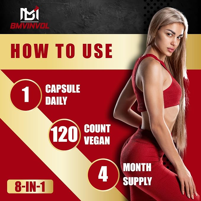 BMVINVOL Horny Goat Weed for Men and Women with Maca, Tribulus, Ginseng, Ashwagandha, Tongkat Ali - 120 Capsules for 4 Month Supply