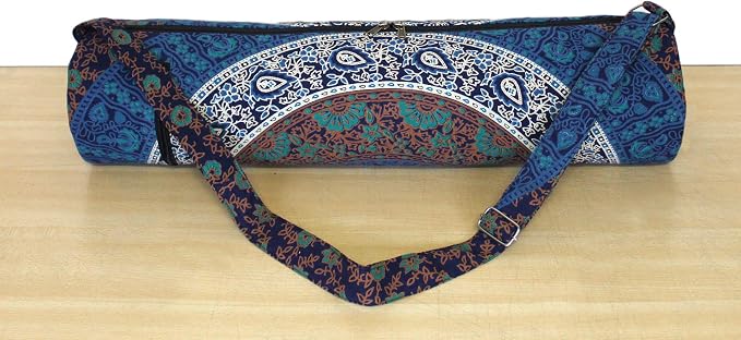 INDIAN CRAFT CASTLE ICC Yoga Mat Bag Carrier Full-Zip Exercise Yoga Mat Carry Bag for Women Men with Multi-Functional Storage Pockets and Adjustable Shoulder Strap 26X6 Inches