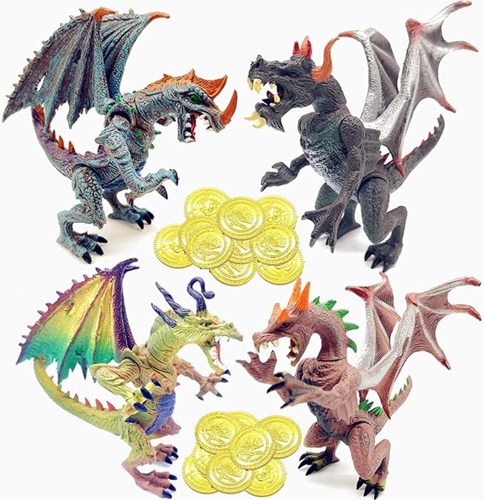 Guaishou Ancient Dragon Knight 4pcs Action Figure with Gold Coin 20PCS