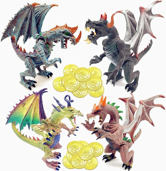 Guaishou Ancient Dragon Knight 4pcs Action Figure with Gold Coin 20PCS