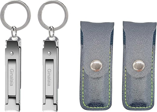 Stainless Steel Portable Nail Cutter，German Keychain Nail Clipper with File for Man and Women, Ultra Thin Flat Nail Clipper Perfect Use for Traveling、 Home 、 Office (Small, 2)