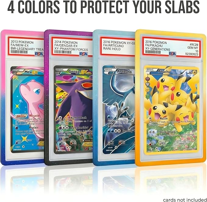 X PRO PSA Slab Protector - 12 Pack - Elemental Gradient Colors Included - Durable TPU Bumper Guards - Stackable PSA Slab Guards & Secure Graded Card Guard