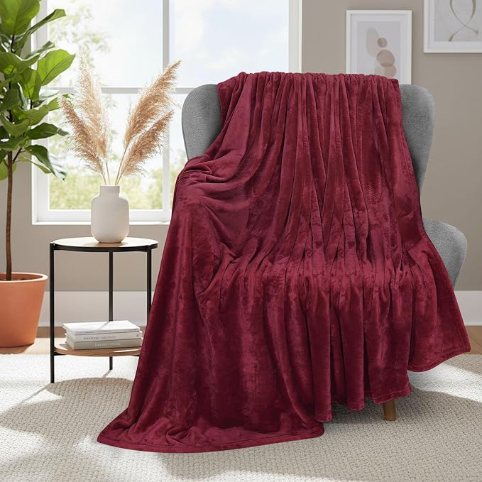 Utopia Bedding Soft Fleece Bed Blanket Throw Size Burgundy (50x60 Inch) | Microfiber Plush Warm Lightweight Breathable Cozy Blanket Anti-Static, All Season Use, Gift for Women and Men