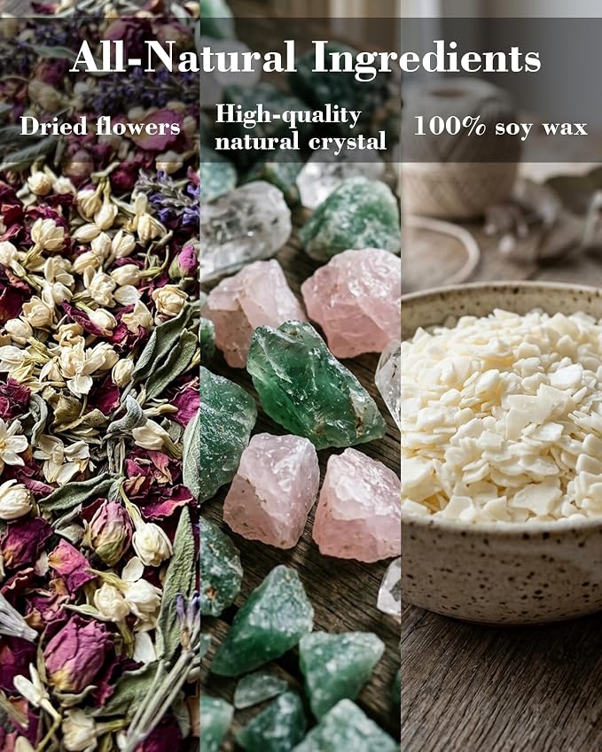Love Spell Candles, Ritual, Soy Wax Crystal, Manifesting, Garnet, Rose Quartz, Pink Crystal Candles.(Love)