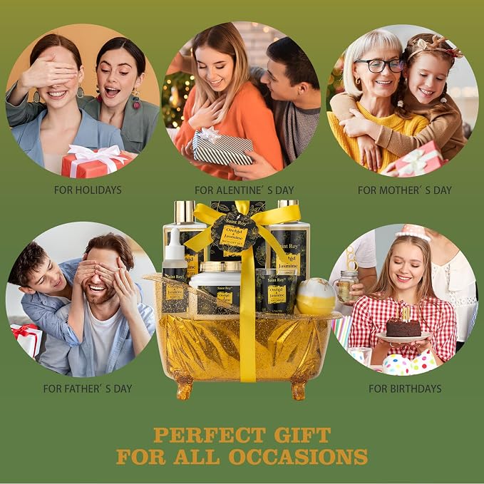 Spa Gift Basket Set, Pampering Home Spa Gifts for Women & Men Home Spa Gift | Spa gift set Christmas Gifts, Spa Kit Self-care Gifts, Spa Collection, Orchid Jasmine Bath and Body Gift, Spa Gifts Mom Dad