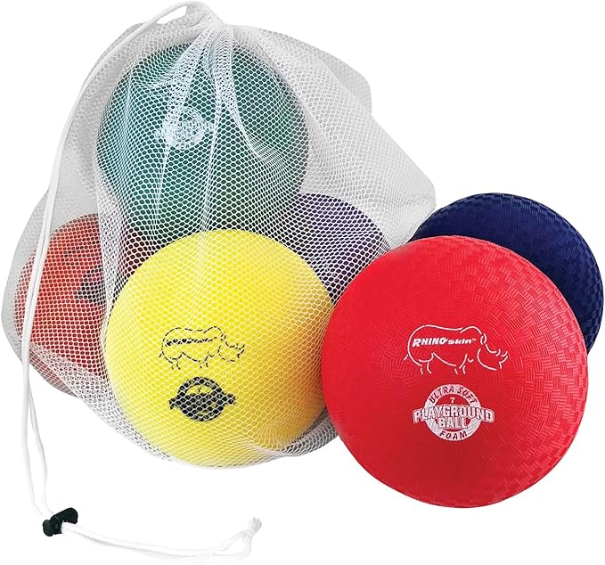 Champion Sports Super Soft Playground Ball Set – Rhino Skin® Foam Inflatable Balls for Indoor & Outdoor Play Durable, Lightweight & Safe for All Ages, Set of 6 with Pump & Mesh Bag
