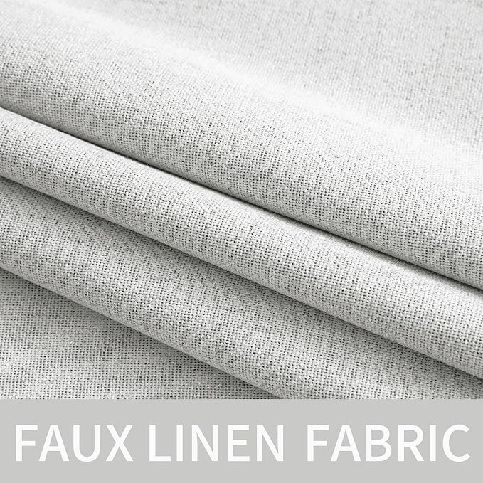 MIULEE Linen Textured Curtains Solid 100% Blackout for Bedroom Thermal Insulated Heathered White Grommet Room Darkening Curtains & Drapes Luxury Decor for Living Room 52 x 72 Inch (2 Panels)