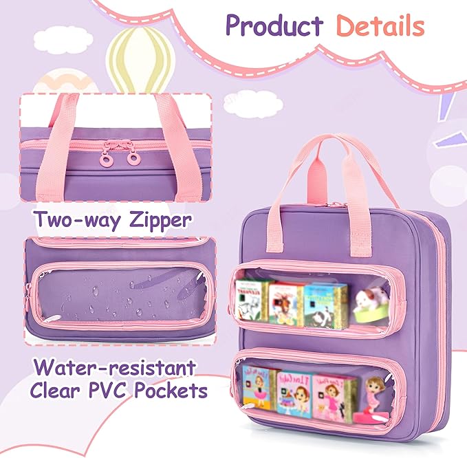 GRAOSO Carrying Case Compatible with Little Tikes Story Dream Machine Books, Hold Up to 8 Characters and 24 Books, Toy Storage Bag for Storybook, Character Collection