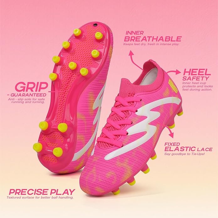 brooman Kids Firm Ground Soccer Cleats Boys Girls Football Shoes with Shin Guards and Soccer Socks