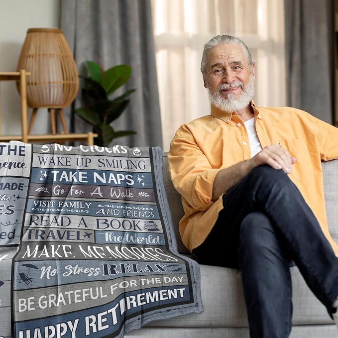 Retirement Gifts for Men/Women 2026, Retirement Blanket for Men 80"x60" | Men Retirement Gifts, Happy Retired Gifts Throw for Male, Teacher, Coworker, Dad