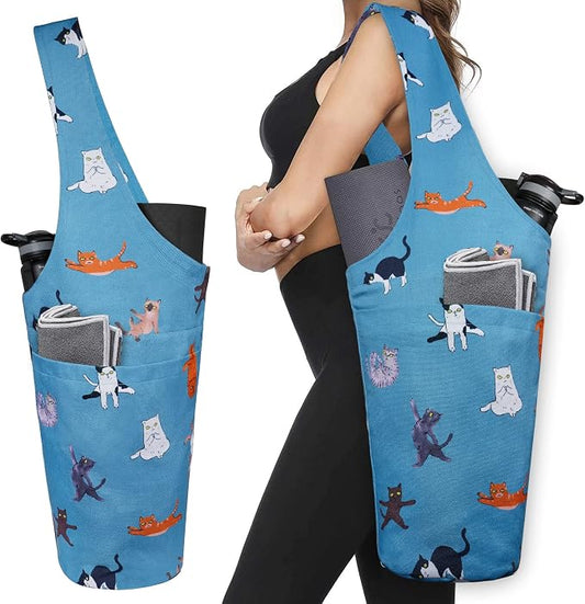 Yoga Mat Bag - Long Tote with Pockets - Holds More Yoga Accessories - Yoga Bag Fit Most Size Mats - Yoga Mat Carrier