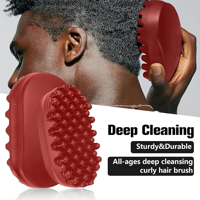 Rubber Curling Hair Brush，Premium Twist Tool for Afro Hair，Ideal for Curly, Coiled, 4C Hair，Quick & Easy Styling，Red