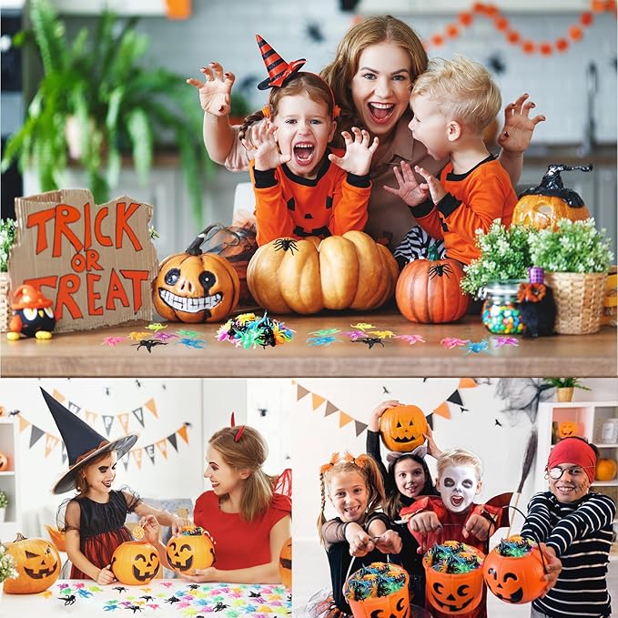 50pcs Halloween Stretchy Spider Toys,Assorted Color Stretchy Spider Squishy Sticky Toys for Trick or Treat Goodies Bags Filler Classroom Rewards