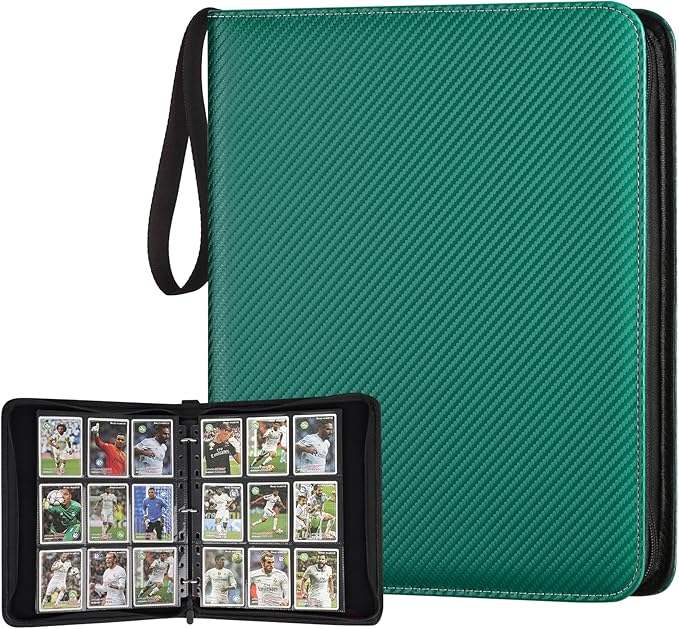 GERMUN 9 Pocket Card Binder, Premium Zip Trading Card Binder, 720 Double Sided Pocket PU Card Collection Binder, Collector Card Album, Card Folder for MTG, TCG, Sports Cards, Game Cards (Dark Green)