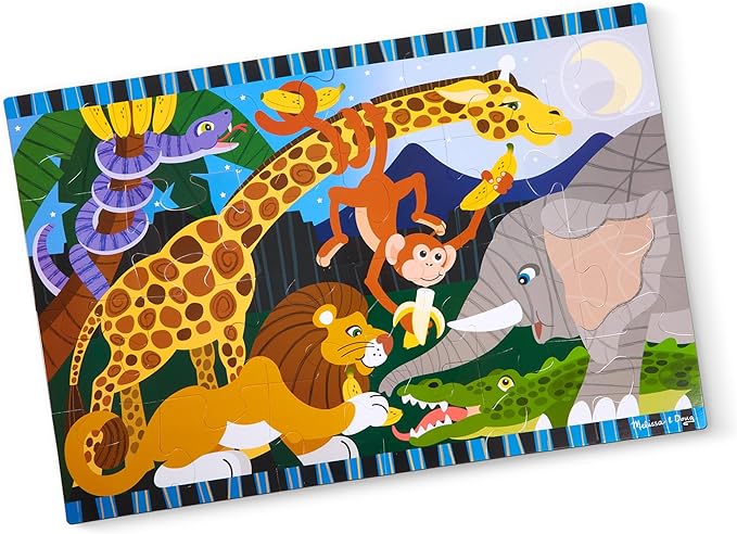 Melissa & Doug Safari Social Jumbo Floor Puzzle (24 Pieces, 2 x 3 Feet), Jigsaw Puzzle for Preschoolers and Kids Ages 3+ - FSC Certified