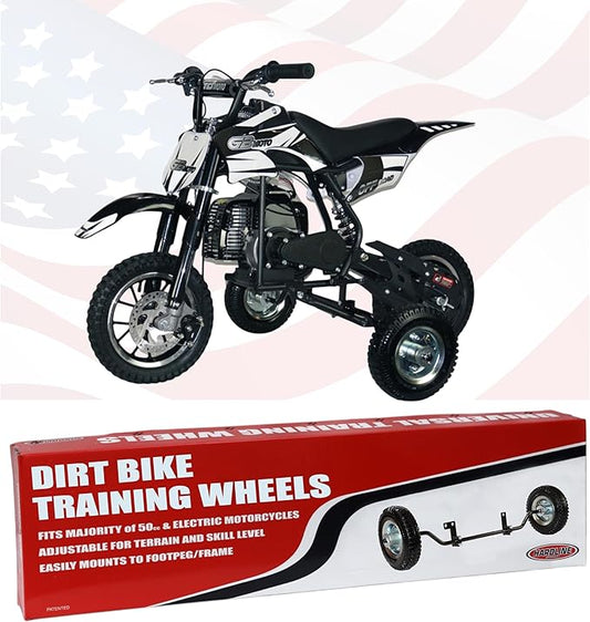 Hardline Products USA Wheels for Tots Training Wheels for FRP DB001 - DB002 & DB003 50cc 2-Stroke Kid Dirt Bike - 1602-UT-FRP-DB001