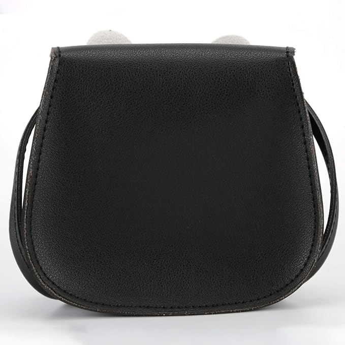 Little Rabbit Ear Bow Crossbody Purse,PU Shoulder Handbag for Kids Girls Toddlers(Black)