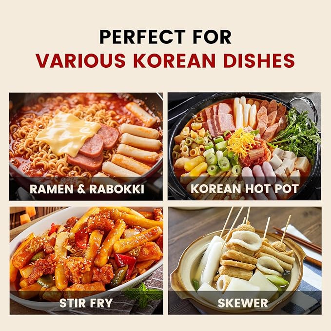 APEXY Korean Rice Cakes for Tteokbokki, Authentic Chewy Korean Rice Cake Sticks, Gluten Free, Vegan, Non-GMO Topokki Rice Cakes for Asian Cooking & Spicy Rice Cake Recipes, 21.16 oz Pack of 3