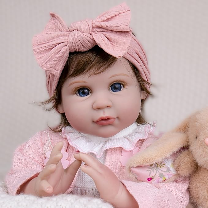 Milidool Reborn Baby Dolls Girl, 22 inch Lifelike Realistic Silicone Baby Girl Doll That Look Real Packaged with Feeding Toy Accessories Set,Gift for Grandma and Kids 3+
