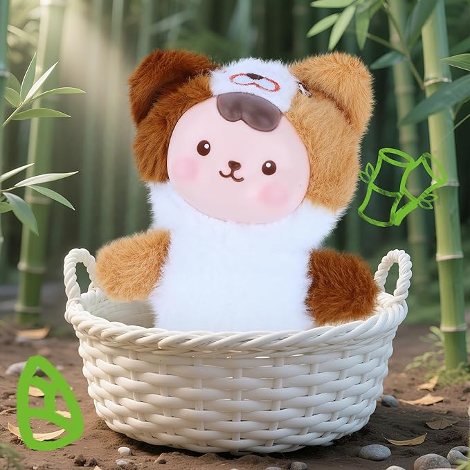 Collectibles Plush Doll, Kawaii Plushies Doll with Vinyl Face Mentl Keyring for Girls Boys, Soft Kitty Vinyl Plush Figures Stuffed Toy Gifts for Keychains Bag Charm Home Decor Birthday White Brown