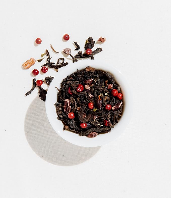 Art of Tea Dark Chocolate Peppermint 12 Count Tea Bags, Organic Pu-Erh Dessert Tea with Cocoa Nibs & Peppermint, Premium Pyramid Sachets for After Dinner Tea