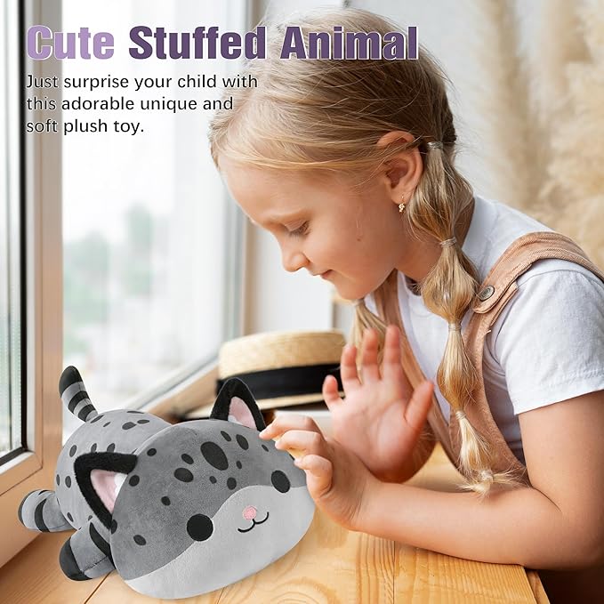 Onsoyours Original Weighted Panther Cat Plush, Cute 9.8"|1.0 lbs Hugging Black Leopard Kitty Weighted Stuffed Animal, Soft Collectible Gift for Kids & Adults