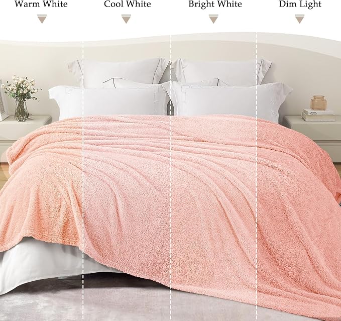 Exclusivo Mezcla Fleece Bed Blankets Queen Size for Bed, 90" x 90" | Super Soft and Cozy Fluffy Blanket for Women, Lightweight and Fuzzy Bedding for Bedroom , All Season, Light Pink