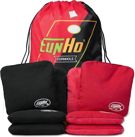 EunHo Regulation Cornhole Bags Set of 8 - Dual Sided Slick and Stick Cornhole Bean Bags for Tossing Game Professional All Weather Pro Corn Hole Bags with Tote Bag