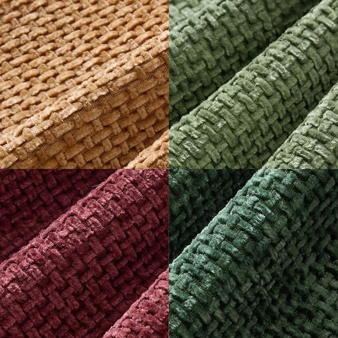 MIULEE Soft Decorative Chenille Pillow Covers Christmas Dark Green 18x18 | Pack of 4，Christmas Decor, Green Red Accent Set, Couch Throw Pillows, Farmhouse Boho Cushion Covers for Sofa Bed Living Room