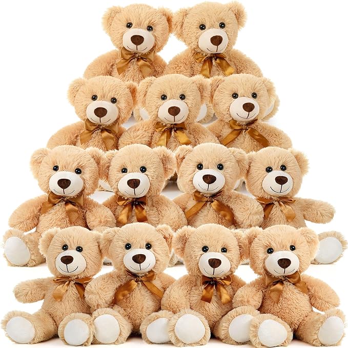 MaoGoLan 13Pcs Bulk Teddy Bears Stuffed Animals Baby Shower, Soft Small Stuffed Teddy Bears in Bulk, 13.5" Cuddly Mini Bears Centerpiece Baby Shower,Wedding,Party,Engagement