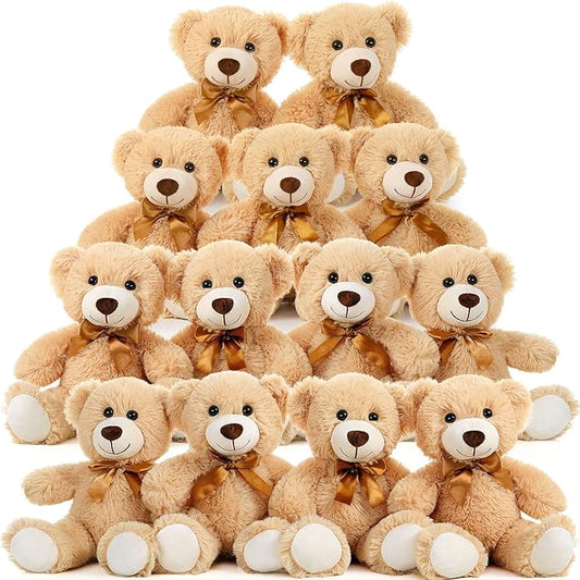 MaoGoLan 13Pcs Bulk Teddy Bears Stuffed Animals Baby Shower, Soft Small Stuffed Teddy Bears in Bulk, 13.5" Cuddly Mini Bears Centerpiece Baby Shower,Wedding,Party,Engagement