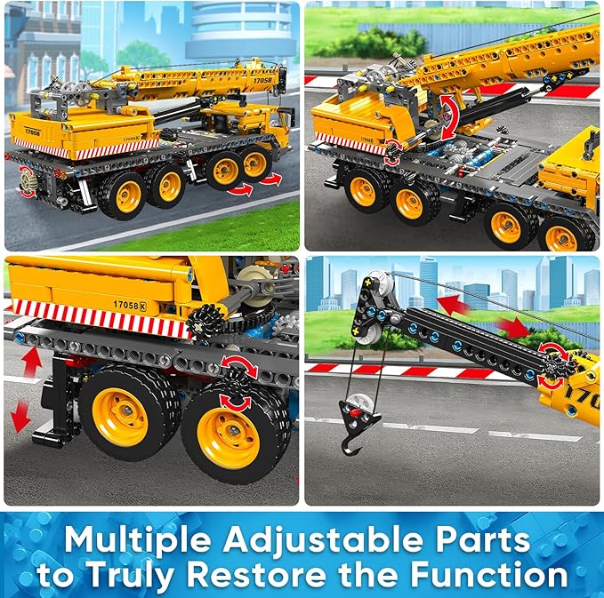 Mould King 17058 Crane Building Blocks Kit, 997 Pieces Crane Truck Model to Build, DIY Constration Toy Collectibles/Exhibition for Adult/Kids