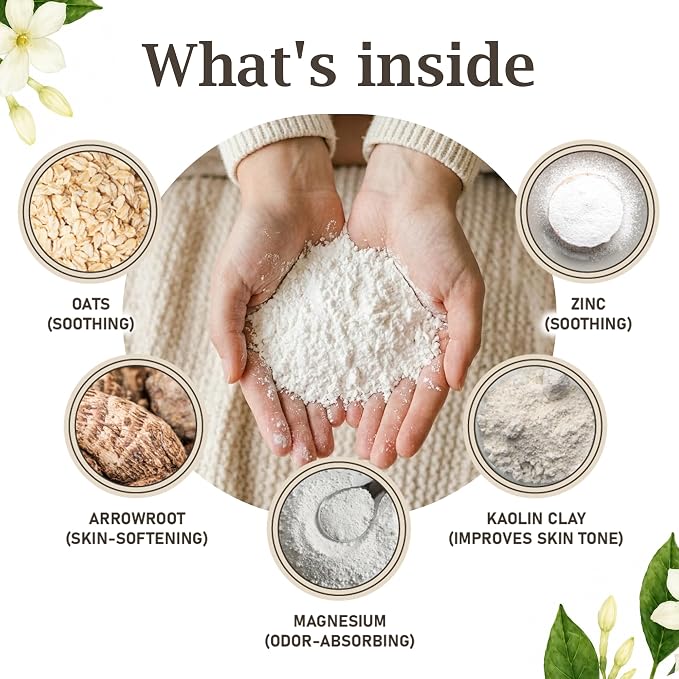 Herb & Root Talc Free Body Dusting Powders. Rose, Vanila, Sandalwood, Lavender, Jasmine, and Gift Sets (Full Size, Jasmine)