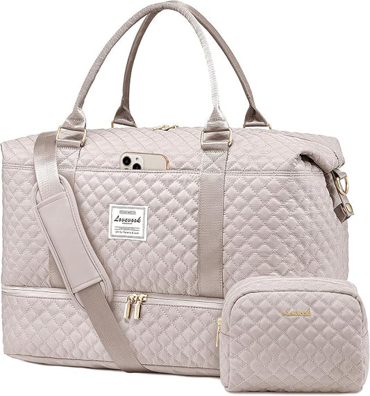 LOVEVOOK Travel Duffle Bag,Weekender Bags for Women with Shoe Compartment，Carry on Overnight Bag with Toiletry Bag,Gym Duffel Bag with Wet Pocket, Hospital Bags for Labor and Delivery
