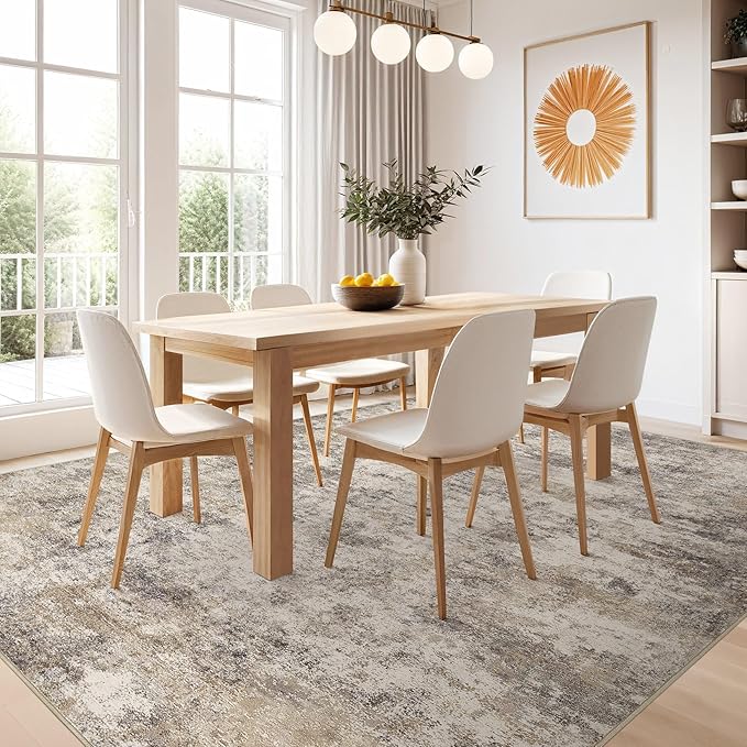 Nakagishi Boho 8x10 Area Rug Living Room Rugs Machine Washable Brown Grey | Soft, Pet & Kid Friendly, Carpet for Living Room/Bedroom/Office/Kitchen/Nursery, Daily Home Decor Stain Resistant Moroccan