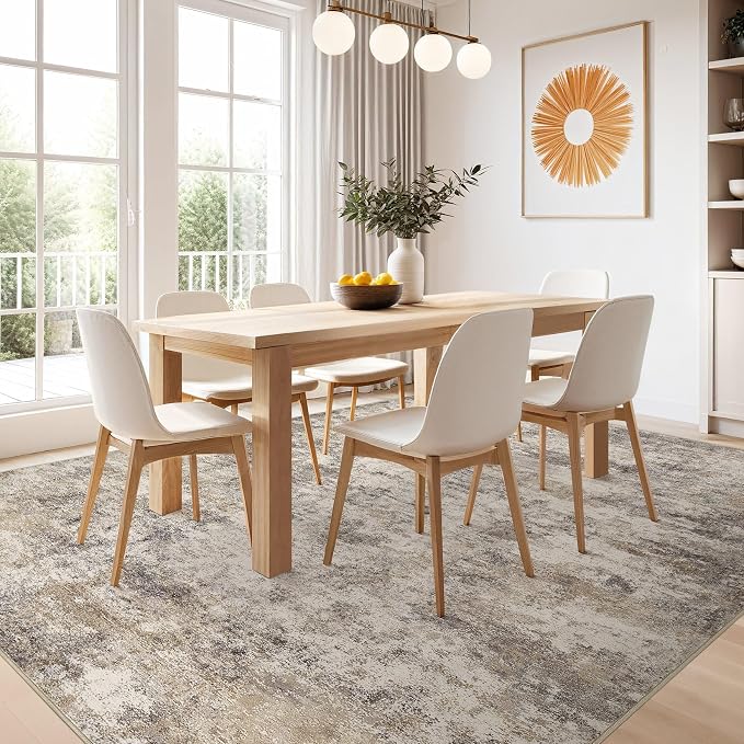 Nakagishi Boho 5x7 Area Rug Living Room Rugs Machine Washable Brown Gray | Soft, Pet & Kid Friendly, Carpet for Living Room/Bedroom/Office/Kitchen/Nursery, Daily Home Decor Stain Resistant Moroccan
