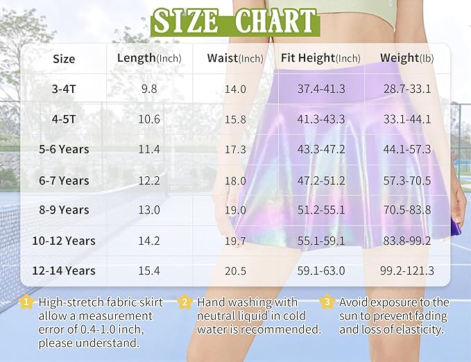 Gnainach Girls Skorts High Waist Athletic Skirts with Shorts Stretchy Activewear for Teens Kids Performance Tennis